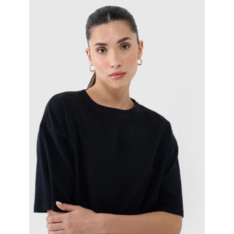 T-shirt regular z waflowej dzianiny damski 4F 4FRSS25TTSHF2651-20S 4f