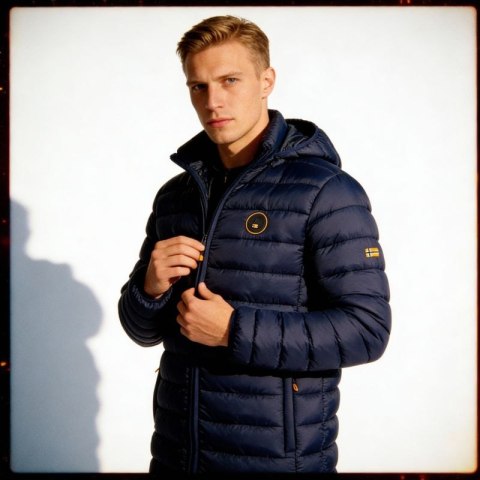 Kurtka męska Geographical Norway AMIGOBADGE LONG HOOD DB NAVY MEN 233 NAVY (WY8852H/GN-MARINE) Geographical Norway