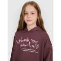Bluza dresowa oversize nierozpinana z kapturem dziewczęca 4F 4FJRAW25TSWSF2429-51S 4f