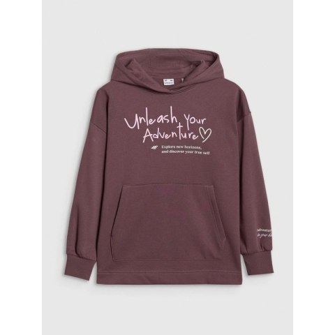 Bluza dresowa oversize nierozpinana z kapturem dziewczęca 4F 4FJRAW25TSWSF2429-51S 4f