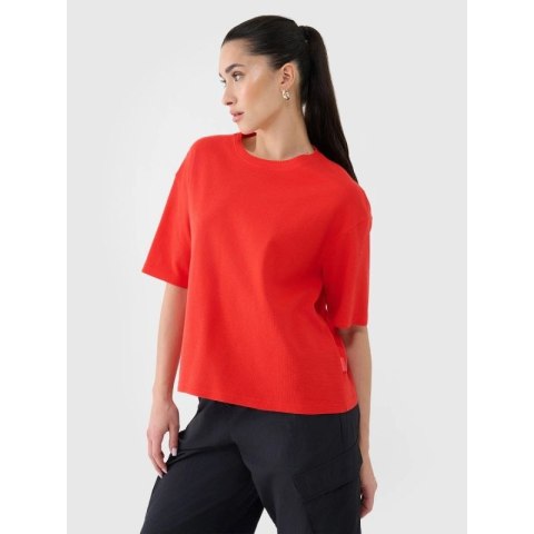 T-shirt regular z waflowej dzianiny damski 4F 4FRSS25TTSHF2651-62S 4f