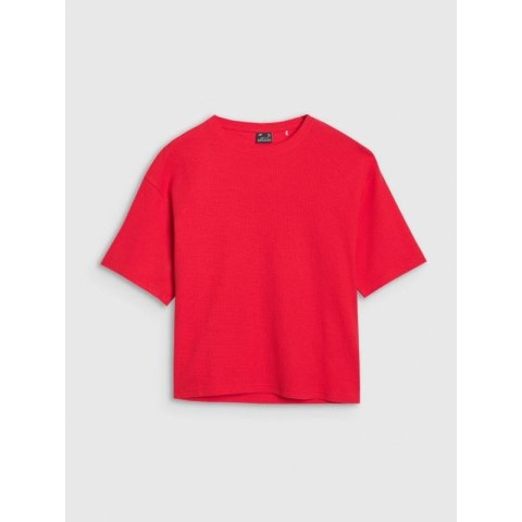 T-shirt regular z waflowej dzianiny damski 4F 4FRSS25TTSHF2651-62S 4f