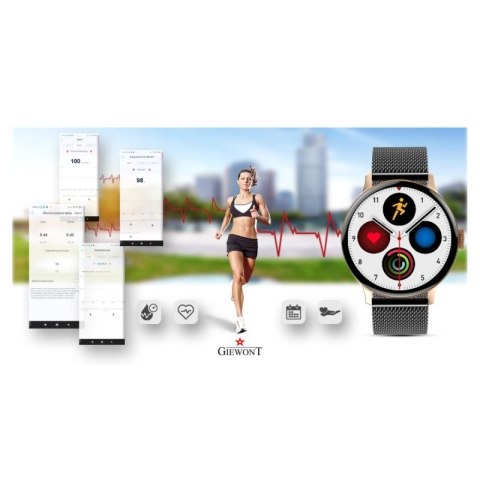Smartwatch Damski GIEWONT Różowe Złoto Czarny GW330-4 Giewont