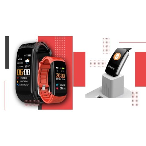 Smartwatch GIEWONT Czarno Czerwony 2 Paski GW200-1 Giewont