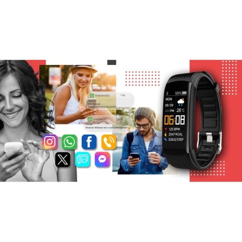 Smartwatch GIEWONT Czarno Czerwony 2 Paski GW200-1 Giewont