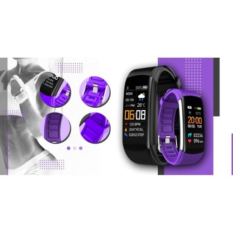 Smartwatch GIEWONT Czarno Fioletowy 2 Paski GW200-3 Giewont
