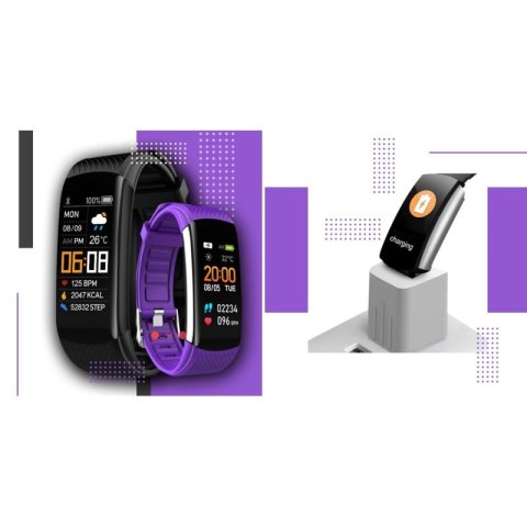 Smartwatch GIEWONT Czarno Fioletowy 2 Paski GW200-3 Giewont