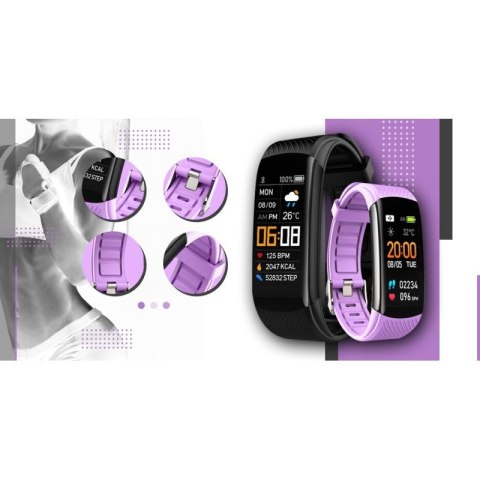 Smartwatch GIEWONT Czarno Jasnofioletowy 2 Paski GW200-8 Giewont