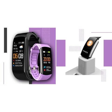 Smartwatch GIEWONT Czarno Jasnofioletowy 2 Paski GW200-8 Giewont