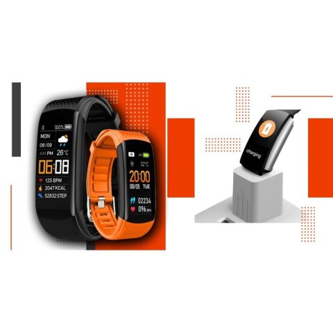 Smartwatch GIEWONT Czarno Pomarańczowy 2 Paski GW200-9 Giewont