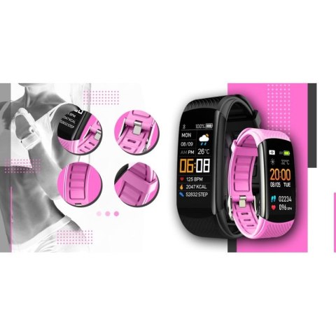 Smartwatch GIEWONT Czarno Różowy 2 Paski GW200-4 Giewont