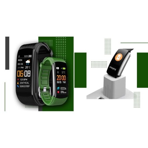 Smartwatch GIEWONT Czarno Zielony 2 Paski GW200-5 Giewont