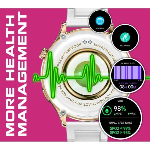 Smartwatch Damski Rubicon RNCF02-2 Złoty + Pasek Różowy RUBICON