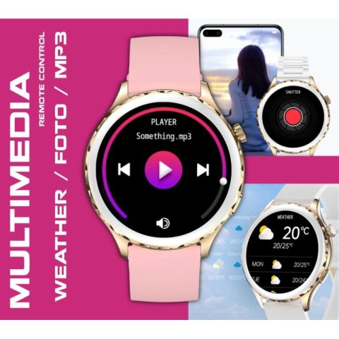 Smartwatch Damski Rubicon RNCF02-2 Złoty + Pasek Różowy RUBICON