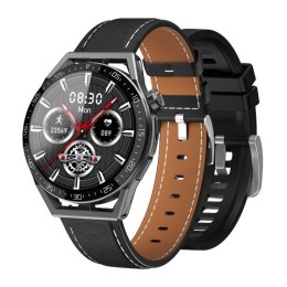 Smartwatch Rubicon RNCE88-1 Czarny- Czarny Pasek Silikonowy + Czarny Pasek Skórzany RUBICON