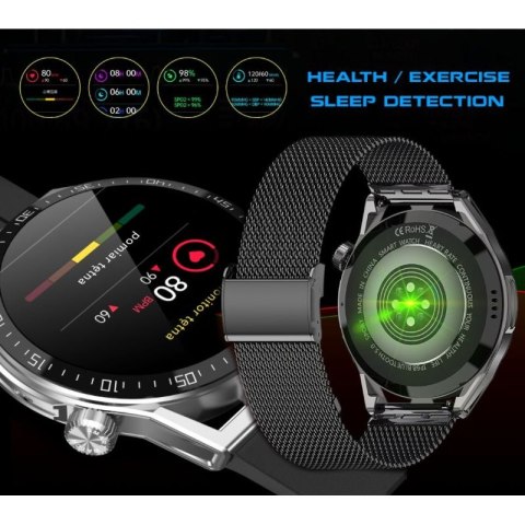 Smartwatch Rubicon RNCE88-2 Czarny- Czarny Pasek Silikonowy + Czarna Bransoleta RUBICON
