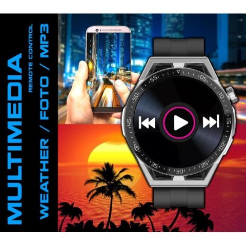 Smartwatch Rubicon RNCE88-2 Czarny- Czarny Pasek Silikonowy + Czarna Bransoleta RUBICON
