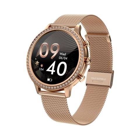 Smartwatch Damski VELTORI VT310-1 Złota Bransoleta + Różowy Pasek Silikonowy VELTORI
