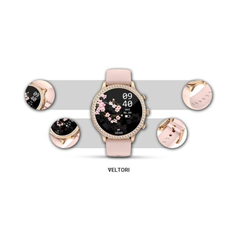 Smartwatch Damski VELTORI VT310-1 Złota Bransoleta + Różowy Pasek Silikonowy VELTORI
