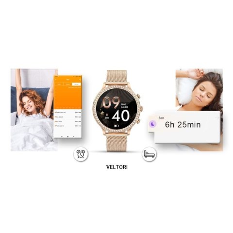 Smartwatch Damski VELTORI VT310-1 Złota Bransoleta + Różowy Pasek Silikonowy VELTORI