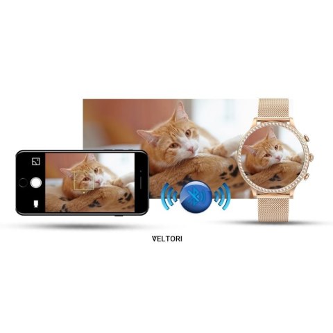 Smartwatch Damski VELTORI VT310-1 Złota Bransoleta + Różowy Pasek Silikonowy VELTORI