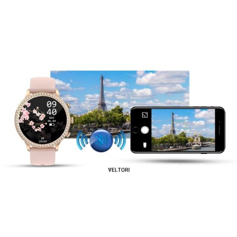 Smartwatch Damski VELTORI VT310-1 Złota Bransoleta + Różowy Pasek Silikonowy VELTORI