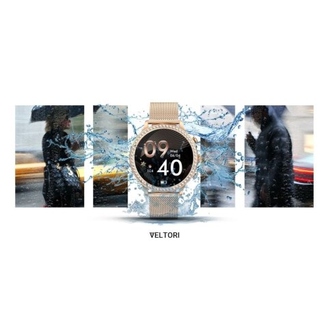 Smartwatch Damski VELTORI VT310-1 Złota Bransoleta + Różowy Pasek Silikonowy VELTORI
