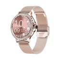 Smartwatch Damski VELTORI VT320-1 Złota Bransoleta + Różowy Pasek Silikonowy VELTORI