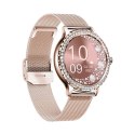 Smartwatch Damski VELTORI VT320-1 Złota Bransoleta + Różowy Pasek Silikonowy VELTORI