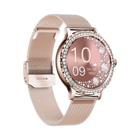 Smartwatch Damski VELTORI VT320-1 Złota Bransoleta + Różowy Pasek Silikonowy VELTORI
