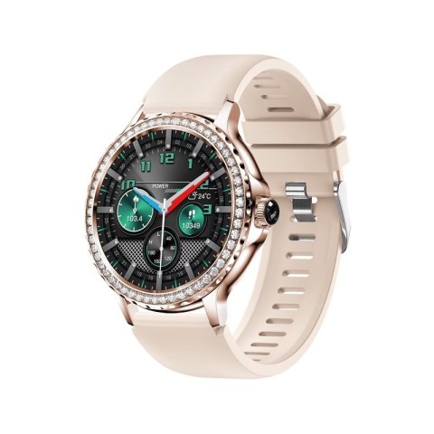 Smartwatch Damski VELTORI VT320-1 Złota Bransoleta + Różowy Pasek Silikonowy VELTORI