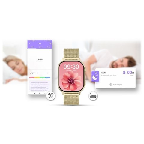 Smartwatch Gravity GT15-7 Różowy Pasek Silikonowy + Złota Bransoleta Gravity