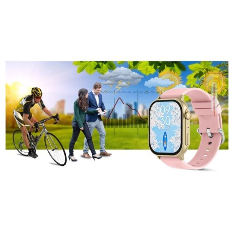 Smartwatch Gravity GT15-7 Różowy Pasek Silikonowy + Złota Bransoleta Gravity