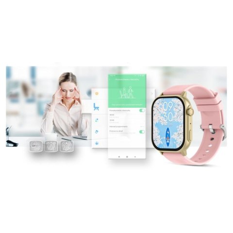 Smartwatch Gravity GT15-7 Różowy Pasek Silikonowy + Złota Bransoleta Gravity