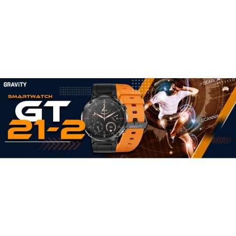 Smartwatch Gravity GT21-2 + Pomarańczowy Pasek Silikonowy Gravity