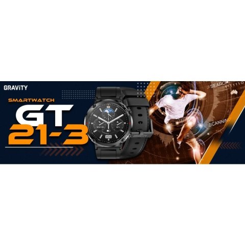 Smartwatch Gravity GT21-3 + Czarny Pasek Silikonowy Gravity
