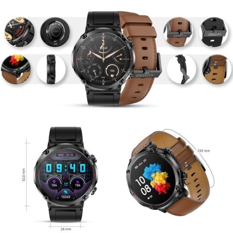 Smartwatch Gravity GT21-4 + Czarny Pasek Silikonowy Gravity