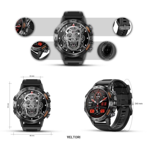 Smartwatch VELTORI VT120-1 Czarny Pasek Silikonowy VELTORI