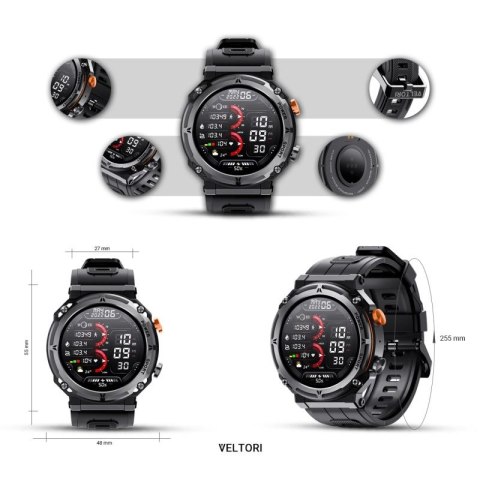 Smartwatch VELTORI VT130-1 Czarny Pasek Silikonowy VELTORI