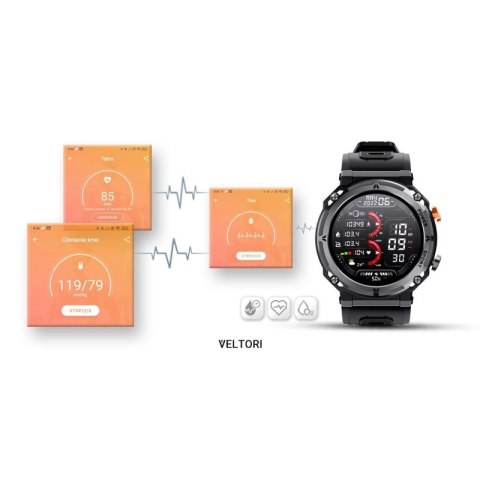 Smartwatch VELTORI VT130-1 Czarny Pasek Silikonowy VELTORI