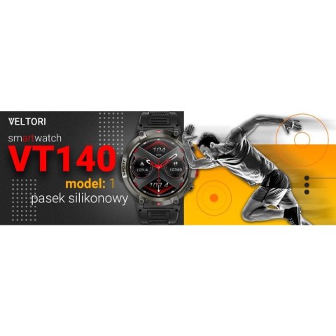 Smartwatch VELTORI VT140-1 Czarny Pasek Silikonowy VELTORI