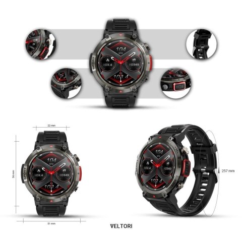Smartwatch VELTORI VT140-1 Czarny Pasek Silikonowy VELTORI