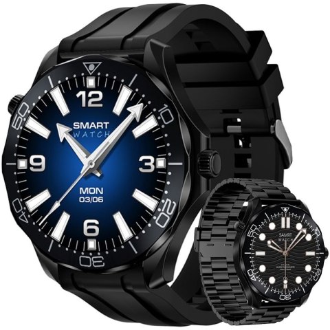 Smartwatch VELTORI VT150-1 Czarny Pasek Silikonowy + Czarna Bransoleta VELTORI