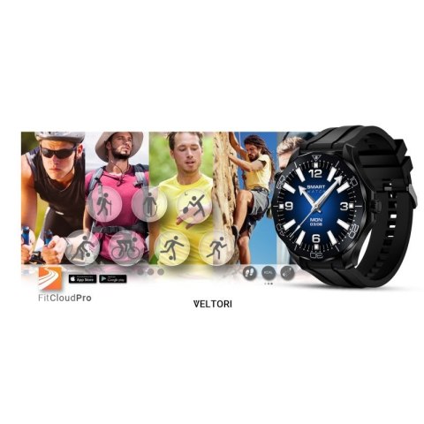 Smartwatch VELTORI VT150-1 Czarny Pasek Silikonowy + Czarna Bransoleta VELTORI