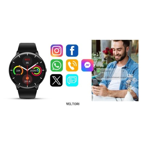 Smartwatch VELTORI VT160-1 Czarny Pasek Silikonowy VELTORI