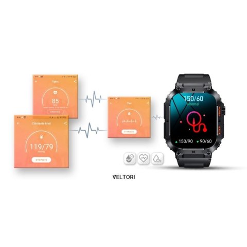 Smartwatch VELTORI VT200-1 Czarny Pasek Silikonowy VELTORI