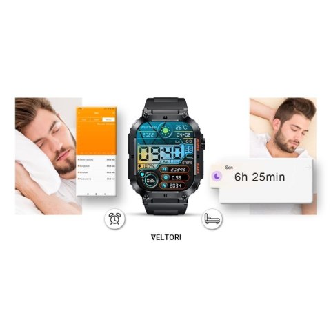 Smartwatch VELTORI VT200-1 Czarny Pasek Silikonowy VELTORI