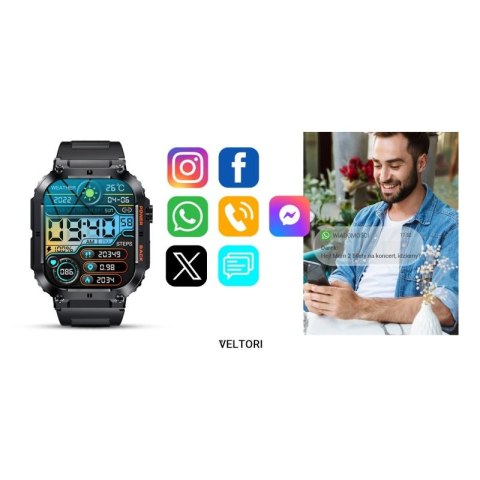 Smartwatch VELTORI VT200-1 Czarny Pasek Silikonowy VELTORI