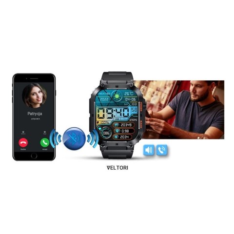 Smartwatch VELTORI VT200-1 Czarny Pasek Silikonowy VELTORI