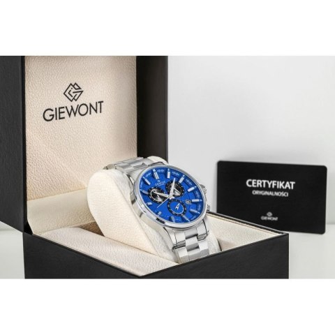 Zegarek Męski Giewont Chronograph Sapphire Srebrno Niebieski GW4580-B3 Giewont
